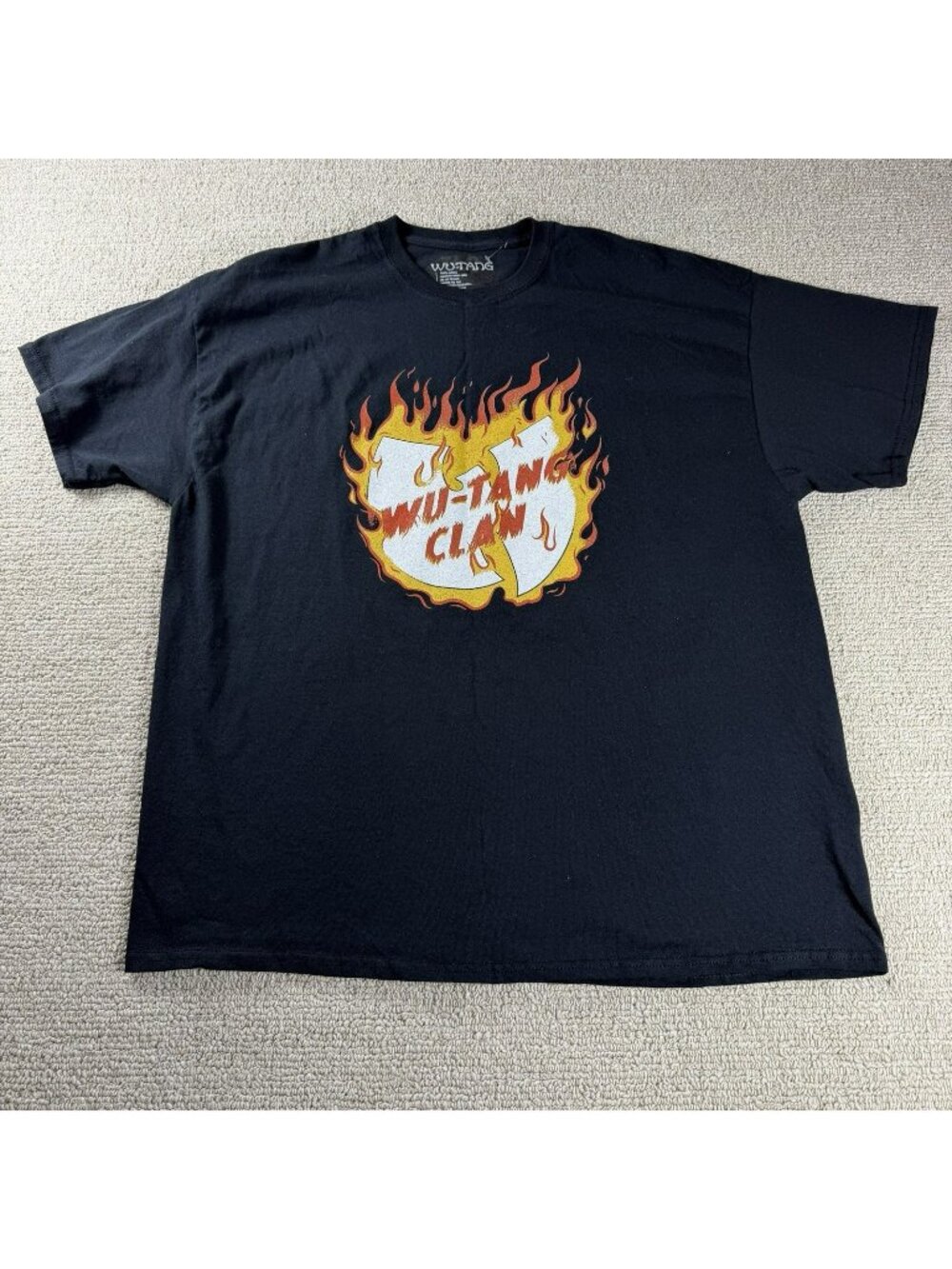 Wu-Tang Clan Flames Hip Hop Short Sleeve T-Shirt Black Men’s Size XXL
